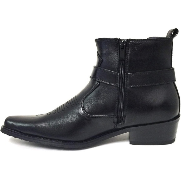 Alberto Fellini Cowboy Boots Western Ankle Leather Lining Side Zipper Shoes 8.5 - Picture 4 of 12